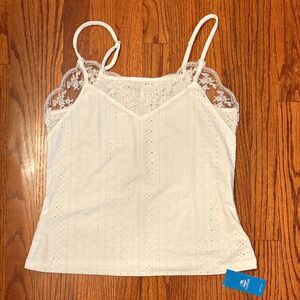 CUPSHE NWT White Eyelet Lace Trim Cami Top Size M